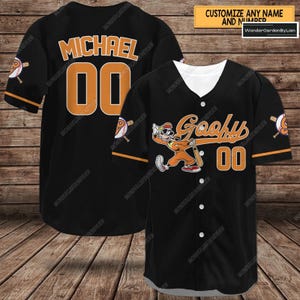Camiseta de béisbol Goofy, camiseta de béisbol para niños con perro Goofy, camiseta de Disney para niños pequeños, camisa con botones de dibujos animados de Disney, camiseta de Mickey y sus amigos