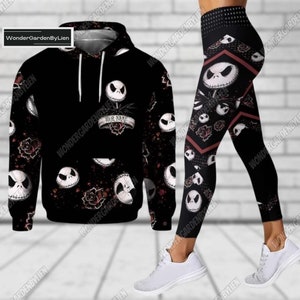Jack Skellington Halloween Hoodie, The Darkness Hoodie Legging, Personalized Nightmare Movie 3d Hoodie, Horror Movie Legging For Women