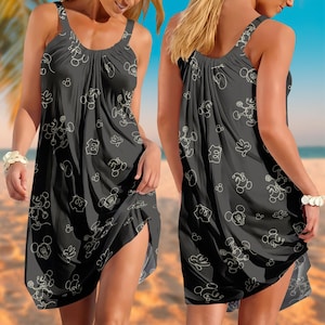 Women&#39;s Mickey Mouse Slip Dresses, Party Beach Sleeveless Dress, Disney Minnie Summer Casual Sling, Sexy Skinny Seaside Wear Dress