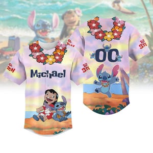 Gepersonaliseerde honkbaltrui lilo en stitch, Disney cartoon jersey voor team, Stitch familie bijpassende baseballshirt, Disney verjaardagscadeaus