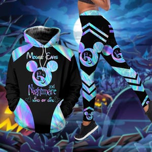 Halloween Mickey Eras Hoodie Legging Set, Nightmare On Main Street Movie, Disney Horror Cartoon Shirt Pants Set, Magic Kingdom Gift