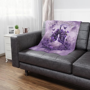 Manta de felpa de terciopelo para supervivientes de fibrosis quística, regalo para concienciar sobre la fibrosis quística, manta con lazo, guerrero de la enfermedad crónica, manta de apoyo inspiradora.