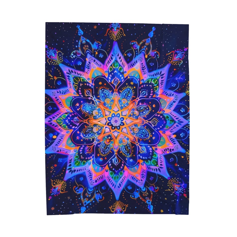 Bright Neon Mandala Velveteen Plush Blanket Etsy