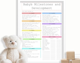 Baby Milestone Tracker – Printable Development Chart – Digital Download for Newborn Growth & Monthly Milestones