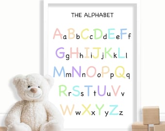 Alphabet Poster for Kids – Printable ABC Wall Art – Digital Download for Nursery or Homeschool Learning
