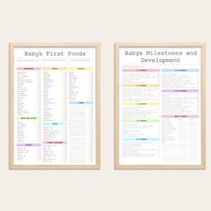 Tableau du sevrage du bébé et suivi des jalons – Premiers aliments et carnet de développement imprimables – Téléchargement numérique