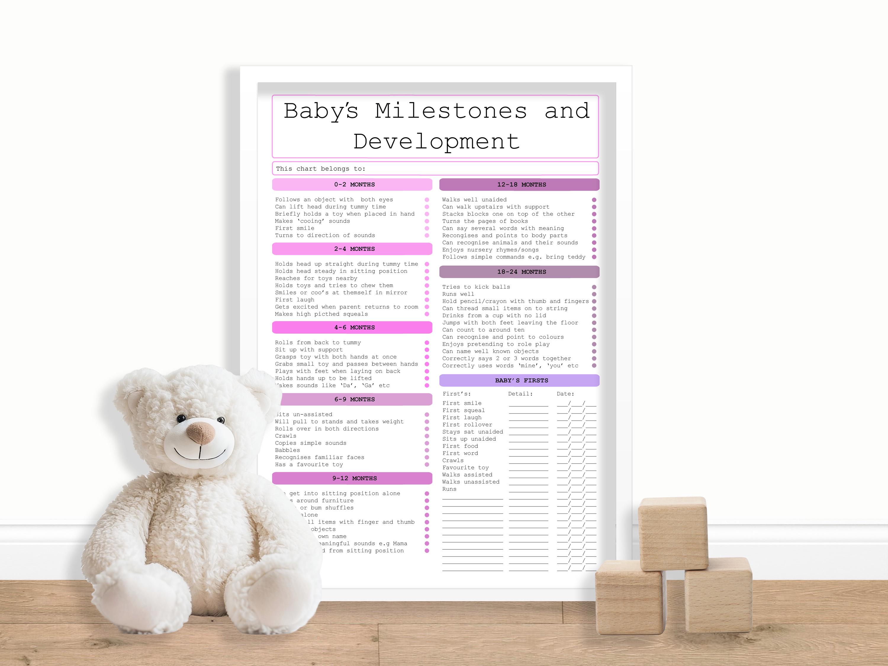 Baby Milestone Tracker – Printable Development Chart – Digital Download ...