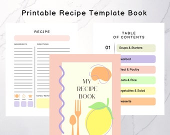 Recipe Journal, Printable Recipe Book, Custom Recipe Book, Recipe Binder Kit, Blank Recipe Book, High Quality PDF, Instant Download