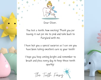 Tooth Fairy Letter, Editable Tooth Fairy Note, Tooth Fairy Printable, Personalize Template, Lost Tooth, Digital Download