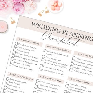 Wedding Checklist, Printable Wedding Planning Checklist, Wedding Planner, Wedding Timeline Template, Instant Download PDF