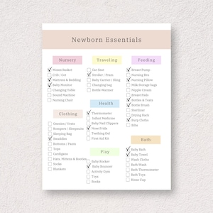 Newborn Essentials Checklist, Baby Registry, Baby Shower Checklist, Newborn Must Haves, Nursery Checklist, Instant Download PDF