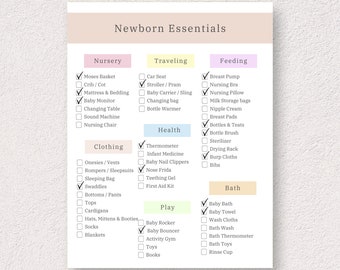 Newborn Essentials Checklist, Baby Registry, Baby Shower Checklist, Newborn Must Haves, Nursery Checklist, Instant Download PDF