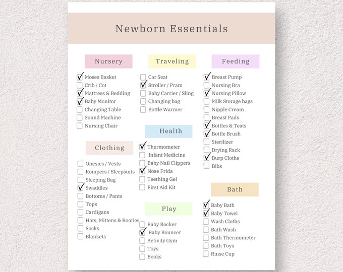 Newborn Essentials Checklist | Baby Essentials Checklist | Newborn Must ...