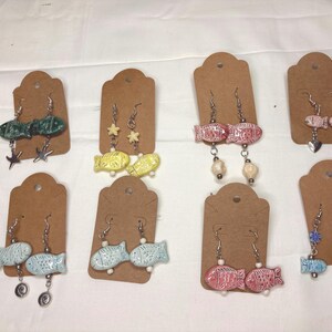 Assorted Ceramic Fish Dangle Earrings