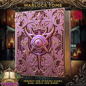 Warlock&#39;s Tome Rolling Tray | Dice Jail | Dice Vault | Dice Box | Elemental | Fates End | D&D | TTRPG | Board Games | Magic | Card Holder