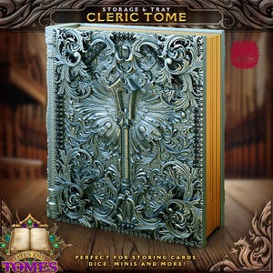 Cleric&#39;s Tome Rolling Tray | Dice Jail | Dice Vault | Dice Box | Elemental | Fates End | D&D | TTRPG | Board Games | Magic | Card Holder