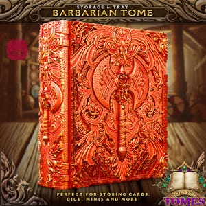Barbarian&#39;s Tome Rolling Tray | Dice Jail | Dice Vault | Dice Box | Elemental | Fates End | D&D | TTRPG | Board Games | Magic | Card Holder