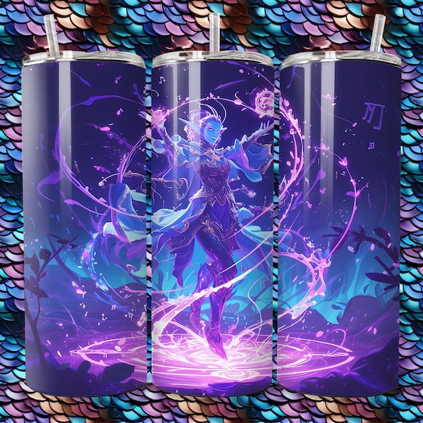 Elf Bard #1 Tumbler Wrap Design Digital Download, 20oz Skinny Straight Tumbler Wrap Sublimation Design 300_dpi