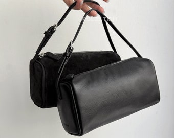 Pochette en cuir minimale, sac des années 90, petits sacs à main pour femme, mini sacs fourre-tout en cuir de veau, pochette en cuir