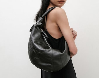 Croissant Shoulder Bags, Lambskin Fortune Croissant Bag, Women's Leather Tote Bags