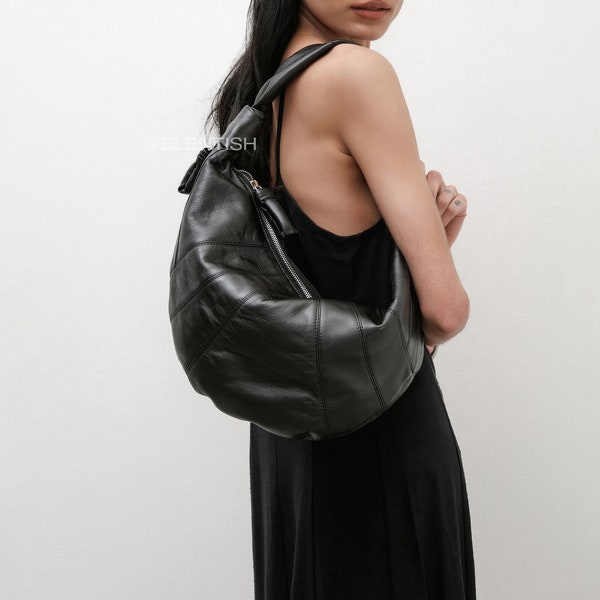 Croissant Shoulder Bags, Lambskin Fortune Croissant Bag, Women's Leather Tote Bags