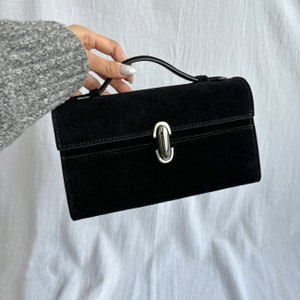 Damen-Clutch aus Leder, kleine Tragetaschen aus Leder, Taschen aus Wildleder mit Henkel, elegante Abendtaschen Bild 8