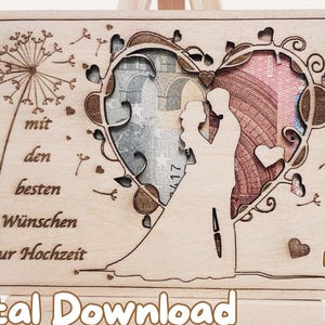 Laser Datei Geldgeschenk Gutschein Wunscherfüller zur Hochzeit, Verlobung  in Dxf, Svg, Ai, Xcs, Lbrn2 für z.b. Lightburn Lasercut CNC