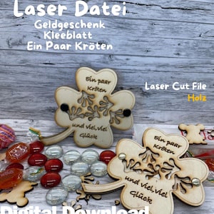 Trevo de arquivo a laser, presente em dinheiro para aniversário, casamento etc. em Dxf, Svg, Ai, Lbrn2 para Laser, CNC, Lasercut, Lightburn