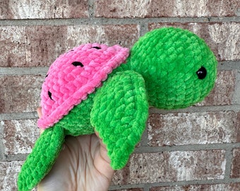 Watermelon Crochet Turtle Plushie Toy