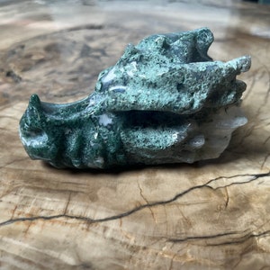 Moss Agate Dragon Hand carving