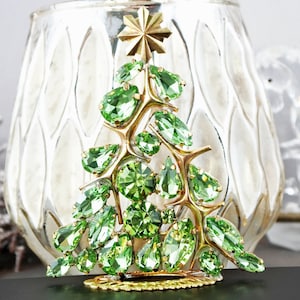 Czech Crystal Christmas Tree Vintage Rhinestone Ornament Decoration Jewelry Crystals Christmas Tree, Czech Rhinestone Tree, jeweled tree