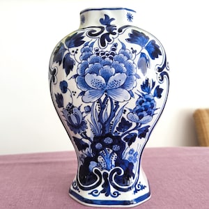 Authentic Royal Delft Vase 1985 Hand Painted Traditional Dutch Blue Delftware Perfect Collectors Gift - Porceleyne Fles pottery