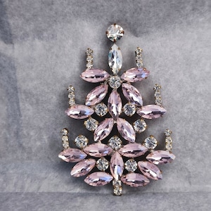 Vintage Christmas Tree Pin, Czech Crystal Christmas Brooch, Vintage Christmas Jewelry, Holiday Jewelry, rhinestone christmas tree brooch