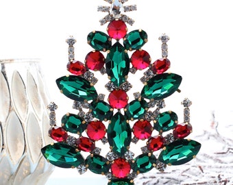 Strass-kerstboom, vintage kerstboom - kerstcadeau-ideeën Kristallen kerstboom, Tsjechische strass-boom retro kerstboom