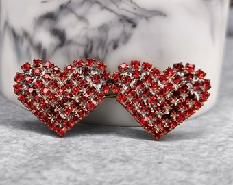 Vintage rhinestone Heart Brooch, Crystal Brooch pin Vintage Jewelry Holiday Jewelry Czech rhinestone valentines day brooch unique gifts