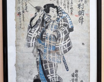 日本のオリジナル浮世絵、歌川豊国、歌舞伎俳優、江戸時代 - Etsy 日本