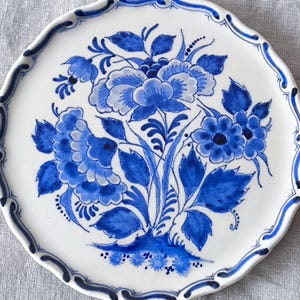 ロイヤルデルフト手描き皿：1965年製 オランダブルーデルフト焼き