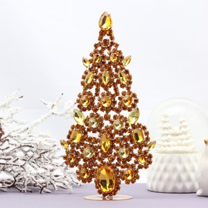 Vintage tabletop christmas tree Rhinestone Christmas Tree Vintage Rhinestones jeweled christmas tree decoration Czech jeweled christmas tree