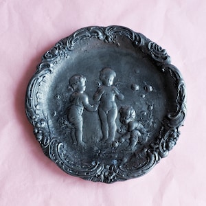 Art Nouveau Wall Relief with Putti: Antique French Home Decor Tin Wall Plaque - 1900s Wall Sculpture with Cherubs Perfect Gift Wall Decor