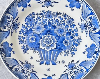 本物のロイヤルデルフト1977年手描き装飾プレート - 伝統的なオランダ