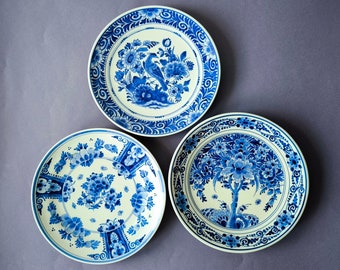 3 Authentic Royal Delft Hand Painted Decorative Plates - Traditional Dutch Blue Delftware Perfect Collectors Gift - Porceleyne Fles pottery