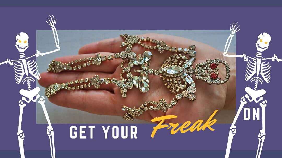 Huge Vintage Skeleton Brooch Czech Crystal Brooch Vintage Jewelry ...