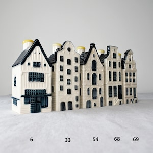 N. 6, 33, 54, 68, 69 KLM Delft Blue Miniature Houses - Authentic Collectible Dutch Canal Buildings with Bols Gin- Perfect Gift Collectors