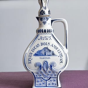 1898 Royal Delft Decanter: Antique Dutch Delftware Bols Amsterdam
