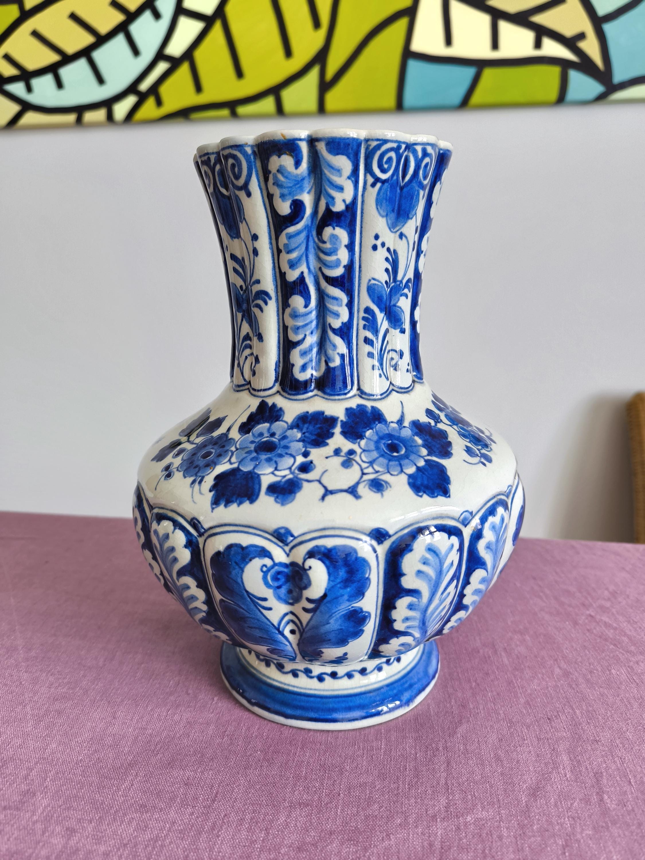【希少美品】オランダ　ロイヤル　デルフトブルー　花瓶 ヴィンテージ ロイヤルデルフトブルー 花瓶 1943年 - De Porceleyne