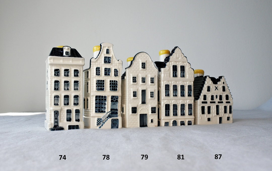 N. 74, 78, 79, 81, 87 KLM Delft Blue Miniature Houses - Authentic