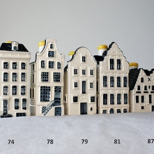N. 74, 78, 79, 81, 87 KLM Delft Blue Miniature Houses - Authentic Collectible Dutch Canal Buildings with Bols Gin- Perfect Gift Collectors