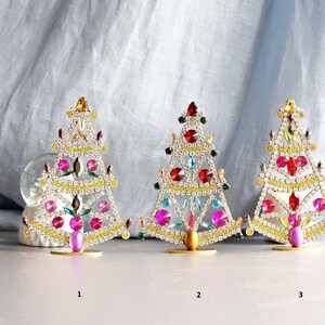 Vintage tabletop christmas tree Rhinestone Christmas Tree Vintage Rhinestones jeweled christmas tree decoration Czech jeweled christmas tree