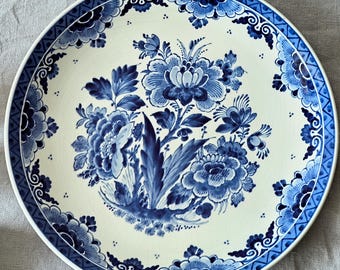 ロイヤルデルフト手描き皿：1965年製 オランダブルーデルフト焼き