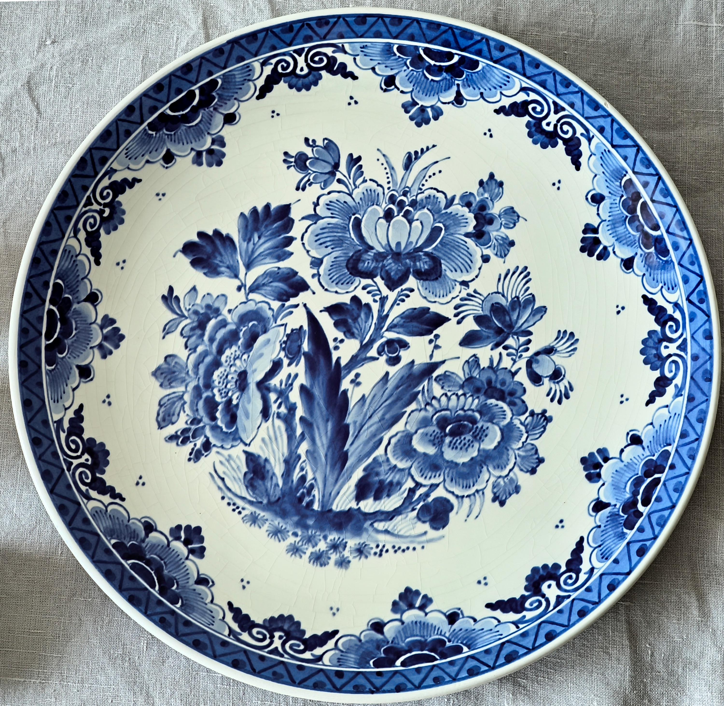 ロイヤルデルフト手描き皿：1965年製 オランダブルーデルフト焼き